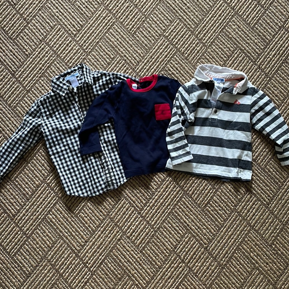 18 - 24 month baby boy shirt bundle. Jacadi, Janie and Jack and Petite Bateau.